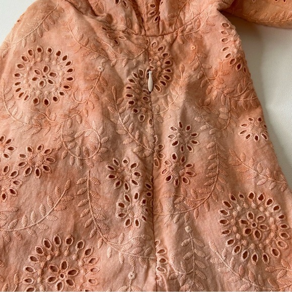 JEN'S PIRATE BOOTY Womens M Apricot Ashbury Swirl Eyelet Puff Sleeves Mini Dress - Picture 7 of 12